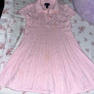 The cutest cable knit collared baby pink polo dress😍😍